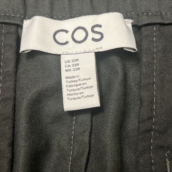 COS Mens Olive twill tapered elastic waist trousers 33R - Picture 5 of 7